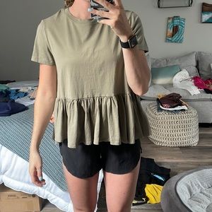 Forever 21 green ruffled shirt